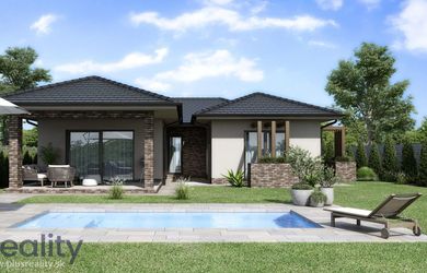 PLUS REALITY | Moderný rodinný dom s bazénom a nadčasovým exteriérom vo Veľkých Dvorníkoch predaj!