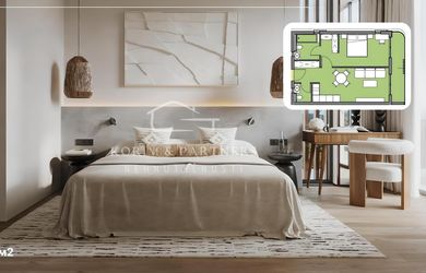 2 izbový apartmán s rozlohou od 54,6 do 55,57 m²
