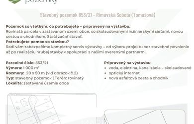 Stavebný pozemok 1000 m² - Rimavská Sobota (odpočet DPH)