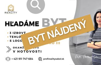 Hľadáme 3-izbový byt v Prešove.