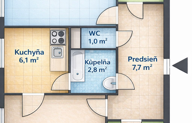 Na predaj 3 izbový byt, Gudernova ulica,  Košice – Západ