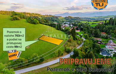 ZNÍŽENÁ CENA - EXKLUZÍVNE v TUreality ponúkam rekreačný pozemok s SSE  / 802m2/ v blízkosti Liptovskej Mary - obec BUKOVINA