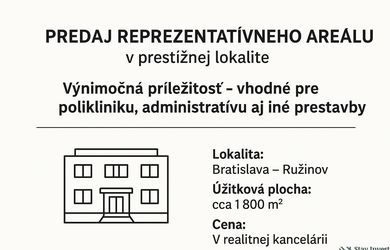 Predaj areálu v BA-Ružinov (klinika, administratívu a iné zariadenia)