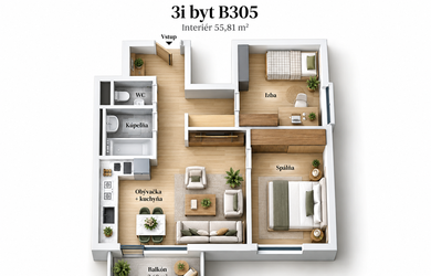 NOVOSTAVBA PREDMESTIE  2. Etapa | 3-izbový byt s balkónom | Bratislava – Nové Mesto